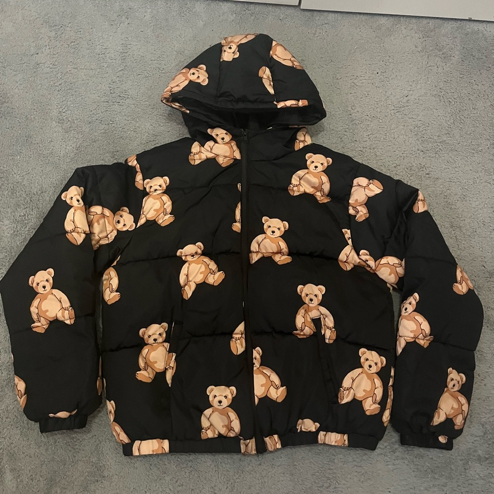 Black Teddy Bear Puffer Jacket